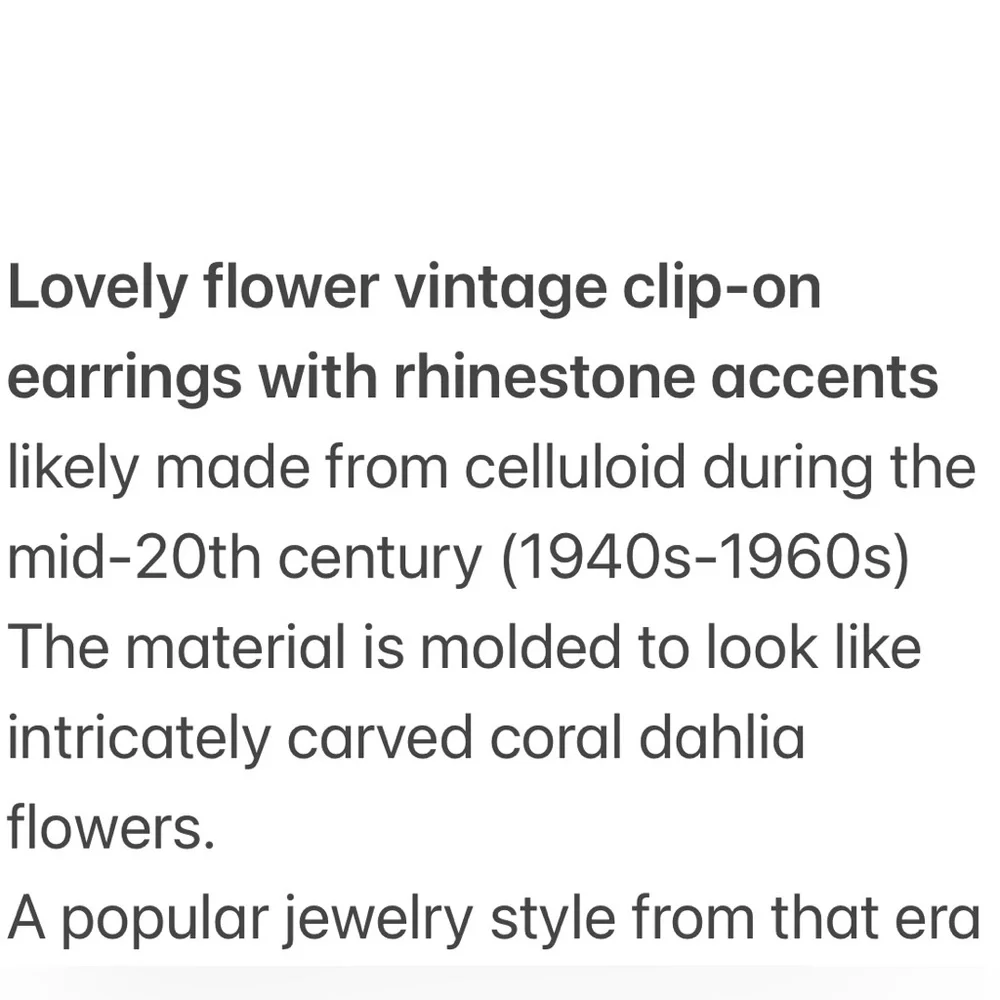 Vintage Earrings Clip On Coral Celluloid Flower Victorian MCM Vintage Jewelry